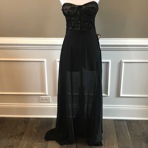 Crystal Doll Black Strapless formal Dress size 3
